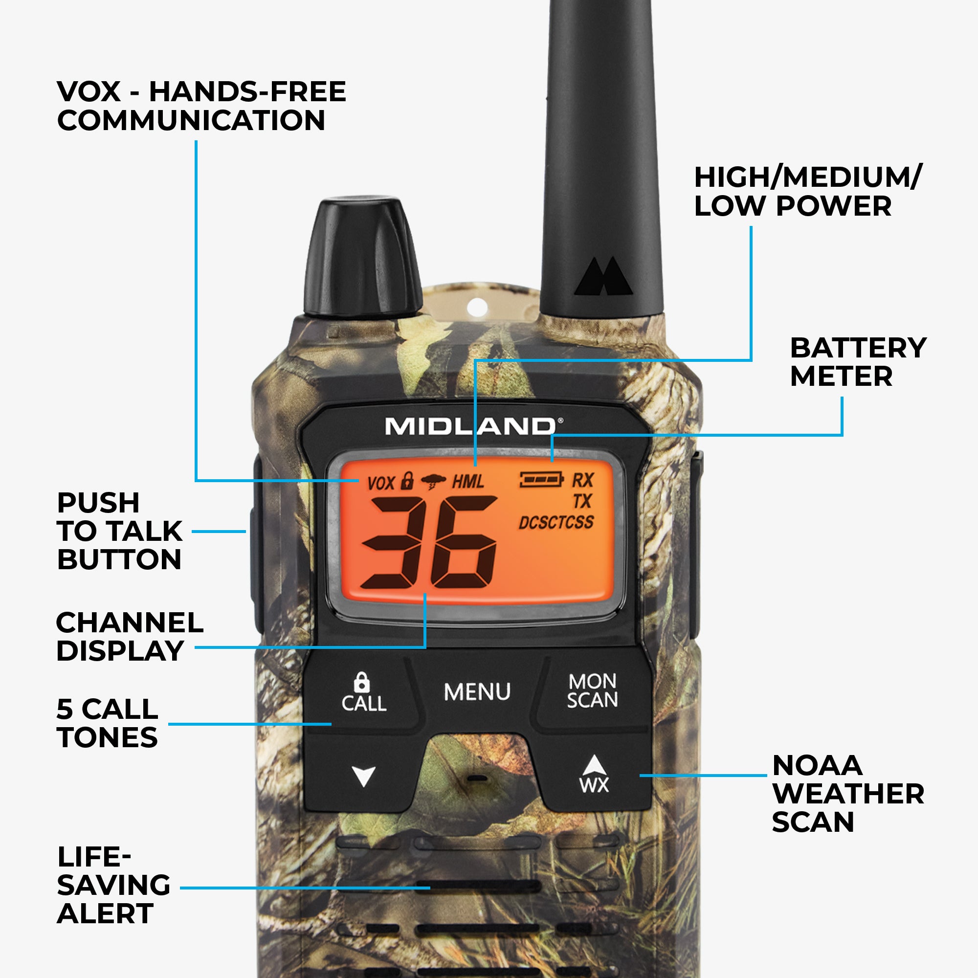 T295 X-Talker GMRS Walkie Talkie 2-Pack Camo - T295VP4 - Image 8
