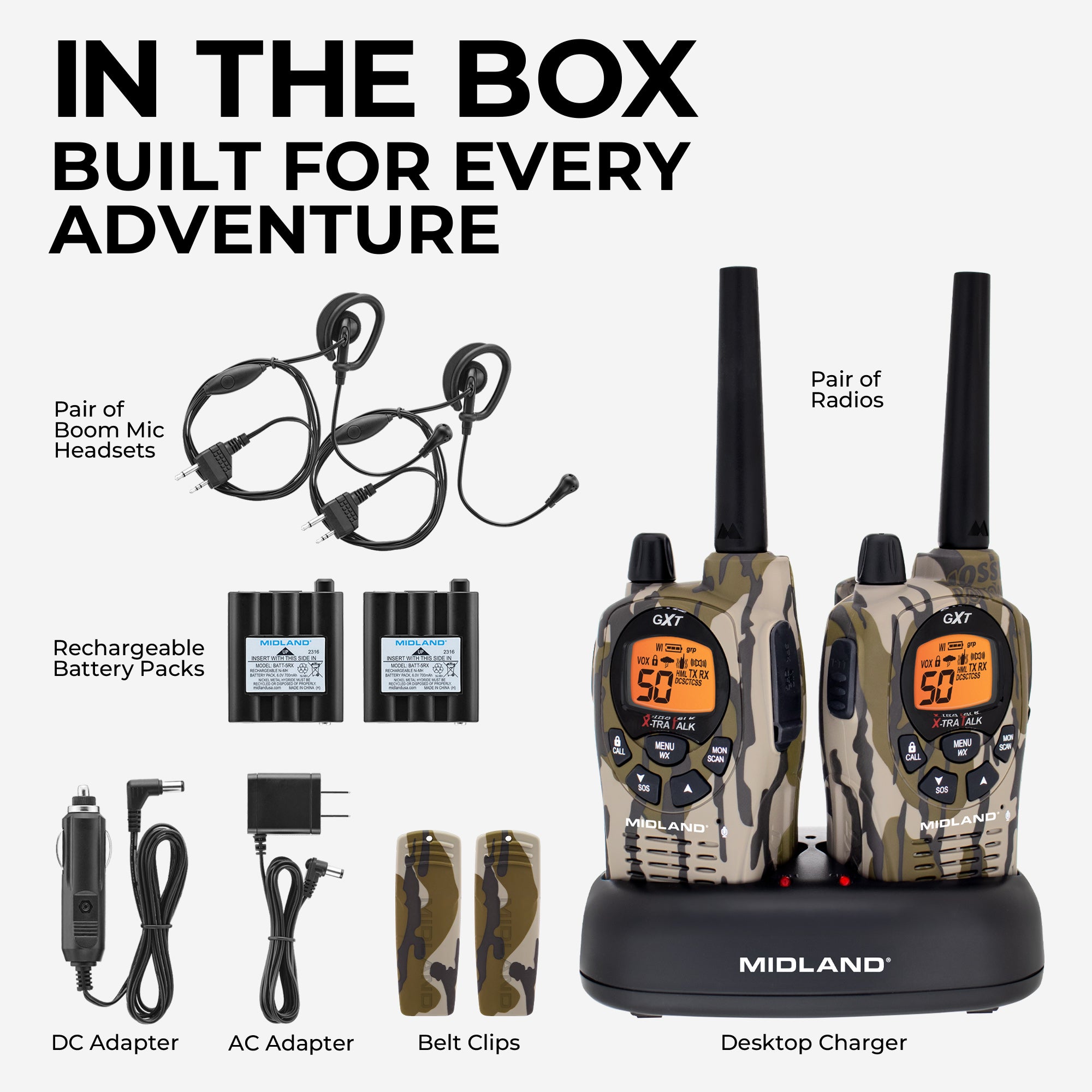GXT1050 GMRS Walkie Talkie Camo 2-Pack - GXT1050VP4 - Image 3