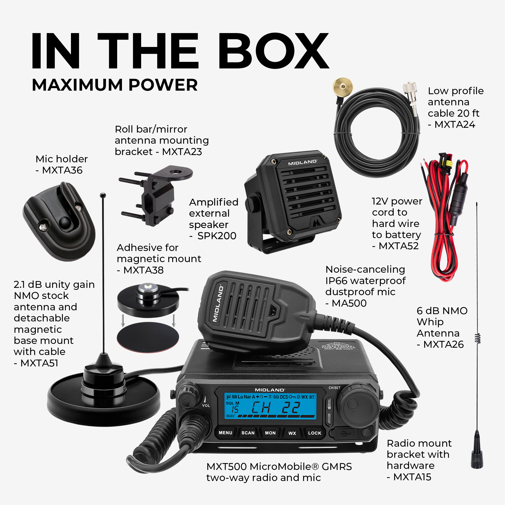 MXT500SPVP 50W MicroMobile GMRS Two-Way Radio | Speaker Bundle - Image 2